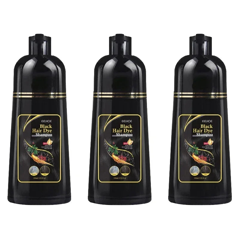 100ml Permanent 3in1 Hair Dye Shampoo Polygonum Multiflorum Natural Gary Hair Dark Plant Essence Coloring Cover for Women Men