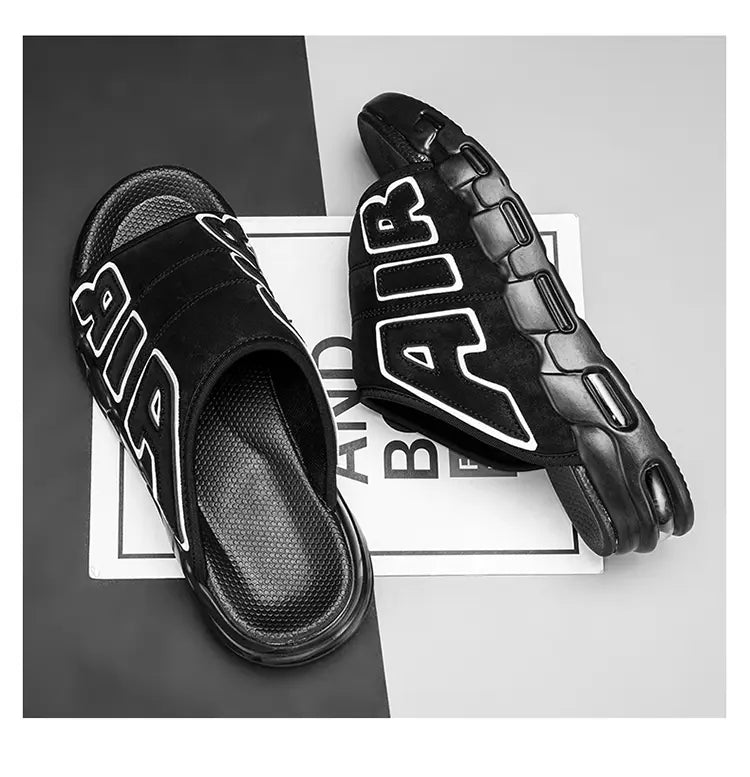 2023 Fashion Men Platform Slides Black Slide Shoes Men Cartoon Pattern Single Band EVA Slippers Non-Slip Men Sandals