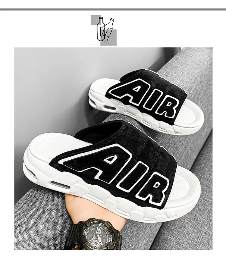 2023 Fashion Men Platform Slides Black Slide Shoes Men Cartoon Pattern Single Band EVA Slippers Non-Slip Men Sandals