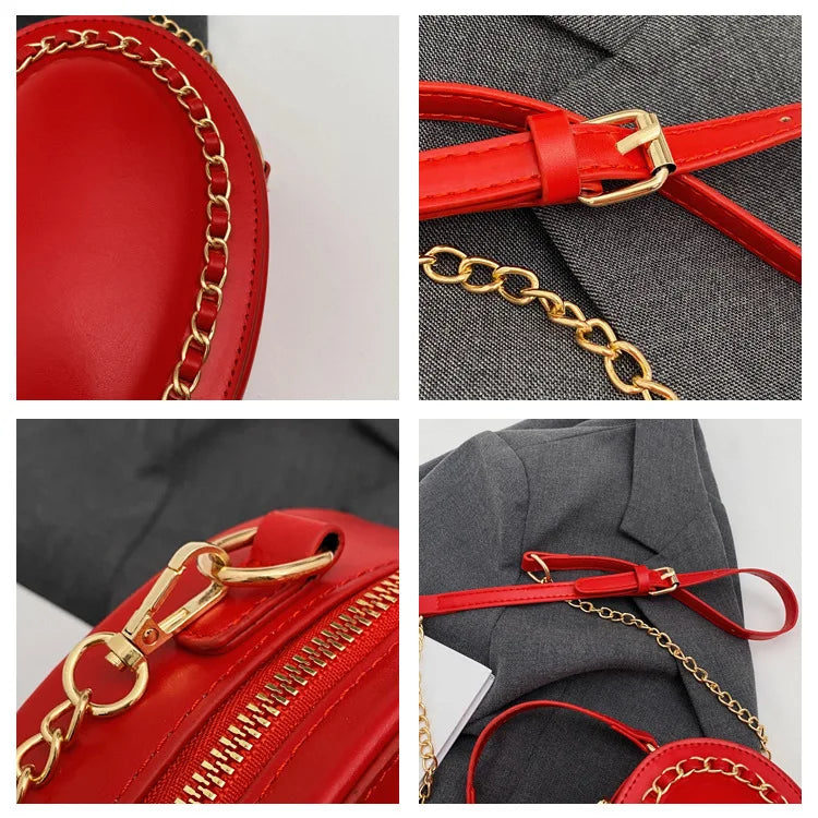 Women Purses And Handbag Fashion Red Love Heart Shape Shoulder Bag Women Chain Crossbody Bag Ladies Purse And Clutch Bag