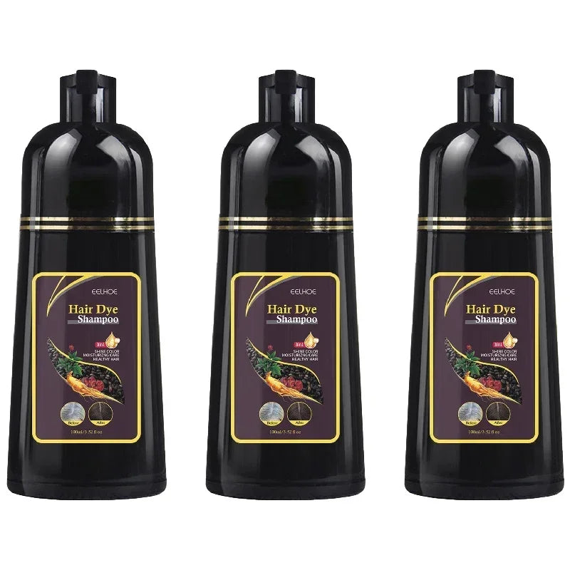 100ml Permanent 3in1 Hair Dye Shampoo Polygonum Multiflorum Natural Gary Hair Dark Plant Essence Coloring Cover for Women Men