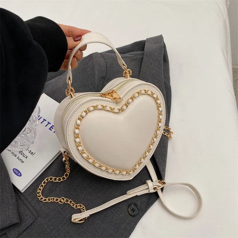 Women Purses And Handbag Fashion Red Love Heart Shape Shoulder Bag Women Chain Crossbody Bag Ladies Purse And Clutch Bag