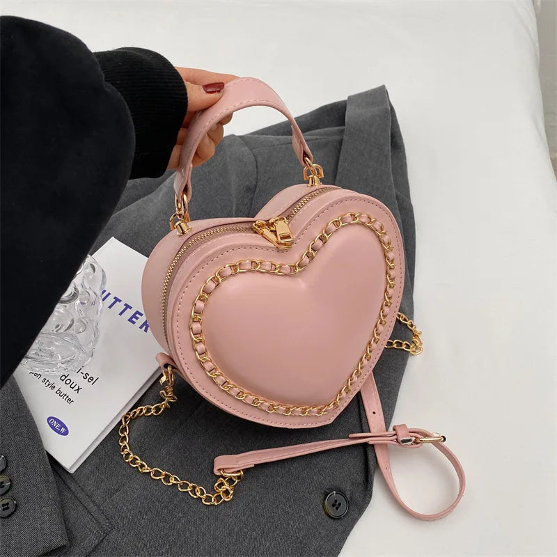 Women Purses And Handbag Fashion Red Love Heart Shape Shoulder Bag Women Chain Crossbody Bag Ladies Purse And Clutch Bag