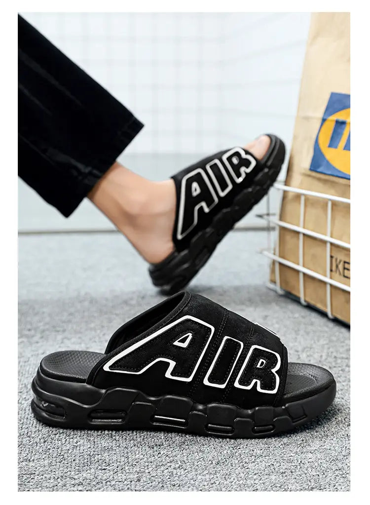 2023 Fashion Men Platform Slides Black Slide Shoes Men Cartoon Pattern Single Band EVA Slippers Non-Slip Men Sandals