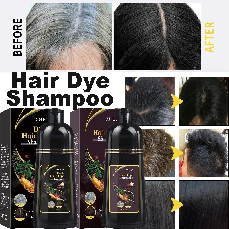 100ml Permanent 3in1 Hair Dye Shampoo Polygonum Multiflorum Natural Gary Hair Dark Plant Essence Coloring Cover for Women Men