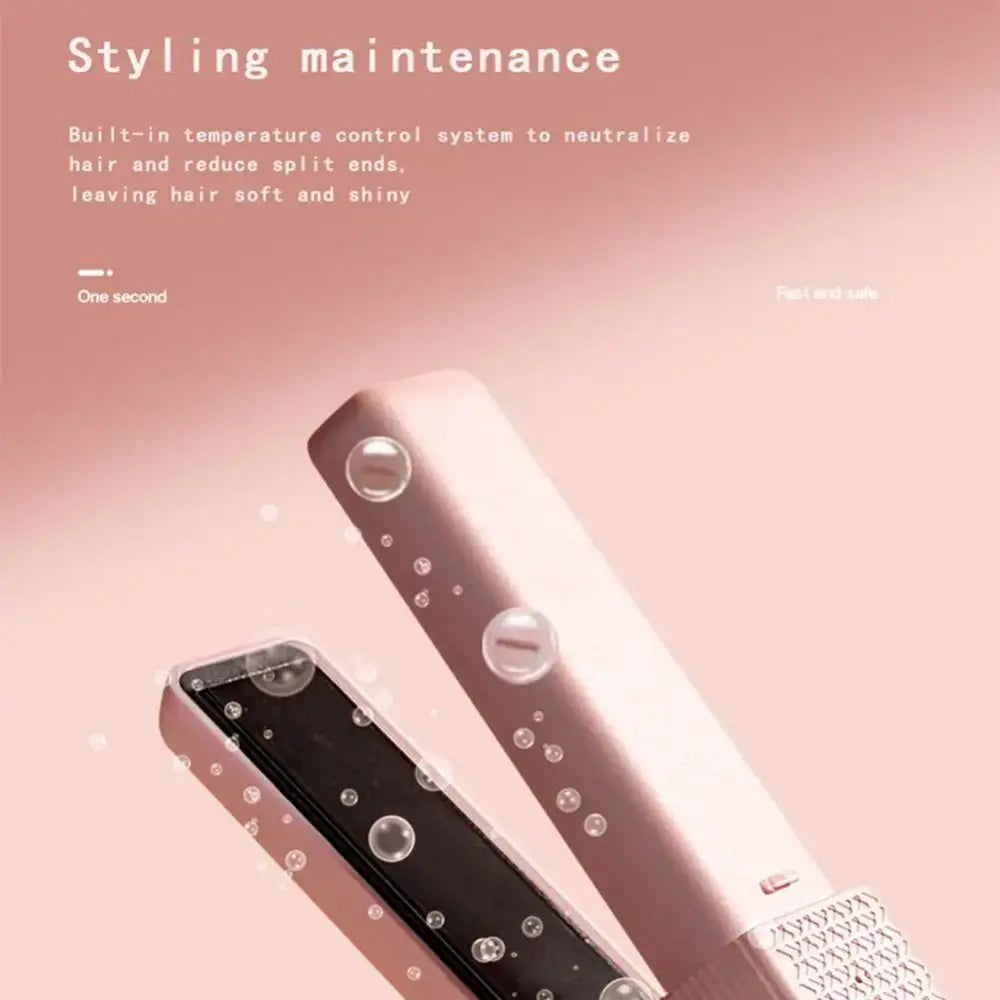 Even Heat Distribution Mini Hair Straightener No Damage To Hair Temp Adjustable 2 in 1 Hair Curler Cordless Fast Heating