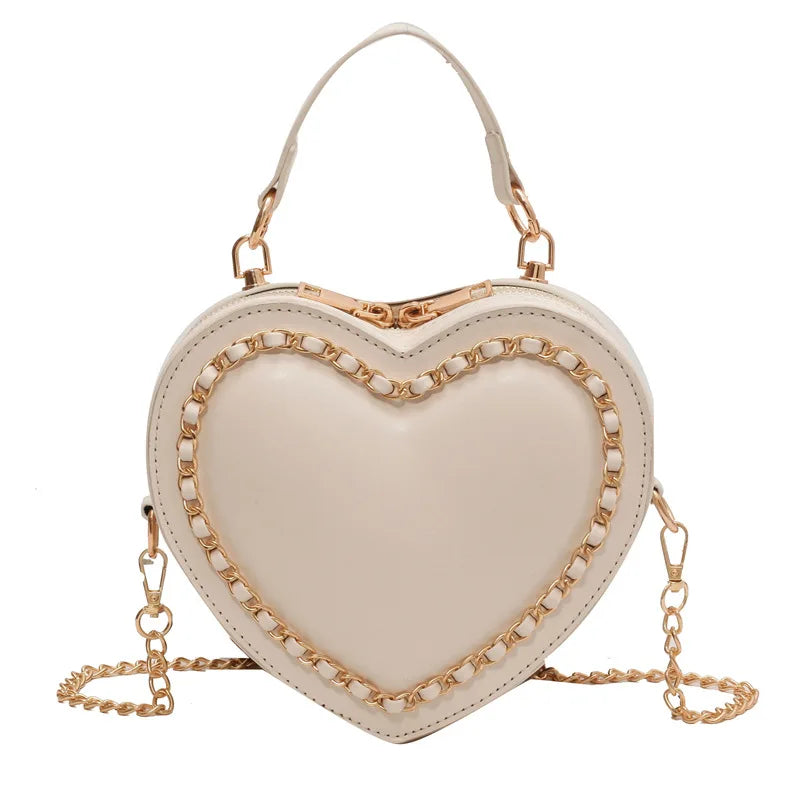 Women Purses And Handbag Fashion Red Love Heart Shape Shoulder Bag Women Chain Crossbody Bag Ladies Purse And Clutch Bag