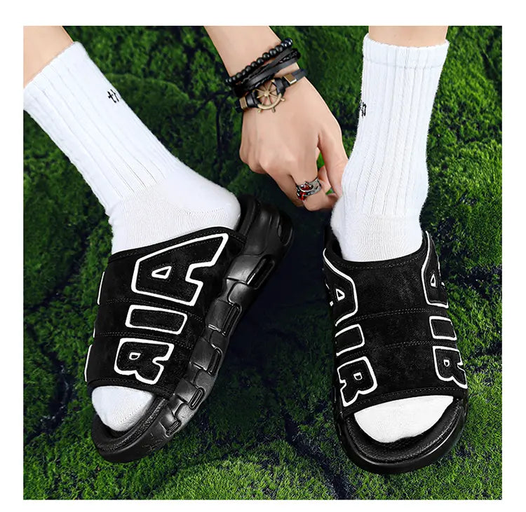 2023 Fashion Men Platform Slides Black Slide Shoes Men Cartoon Pattern Single Band EVA Slippers Non-Slip Men Sandals