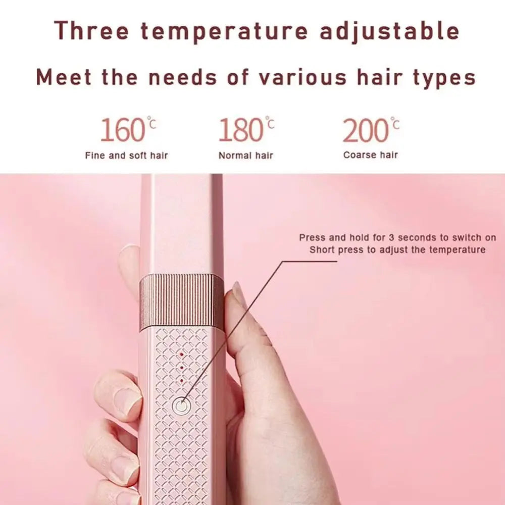 Even Heat Distribution Mini Hair Straightener No Damage To Hair Temp Adjustable 2 in 1 Hair Curler Cordless Fast Heating